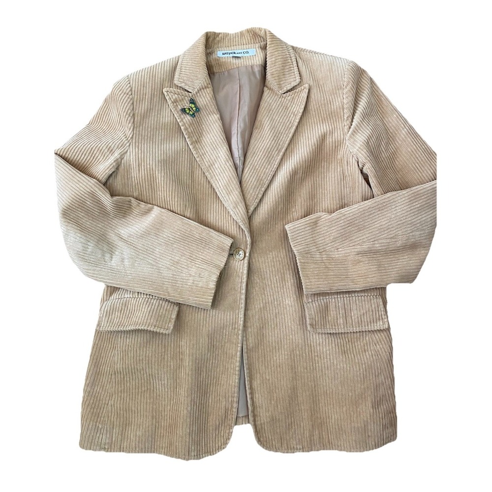 Kasper‎ And Co Corduroy Blazer Sz 12 Brown Career Boho Jacket